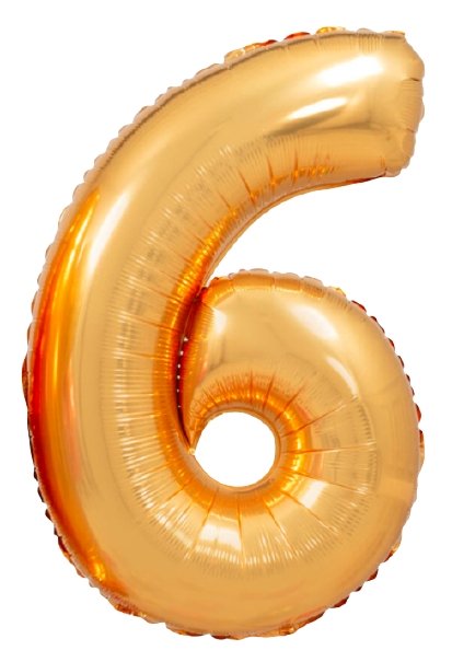 XL Gold Zahlen 6 Ballon (mit Helium gefüllt) - Zahlen Ballon gold Helium