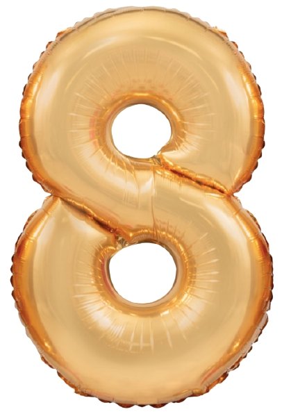 XL Gold Zahlen 8 Ballon (mit Helium gefüllt) - Zahlen Ballon gold Helium