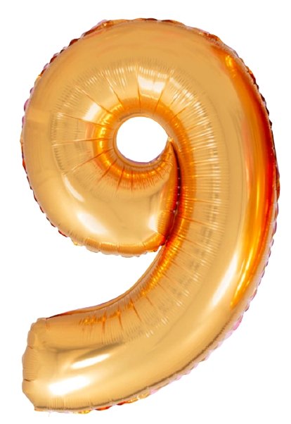 XL Gold Zahlen 9 Ballon (mit Helium gefüllt) - Zahlen Ballon gold Helium