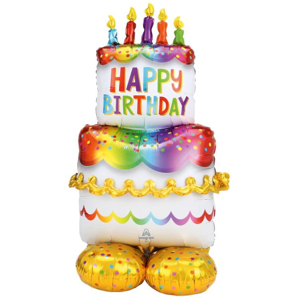 XL Happy Birthday AirLoonz 68x134cm (mit Luft)) - Folienballon helium