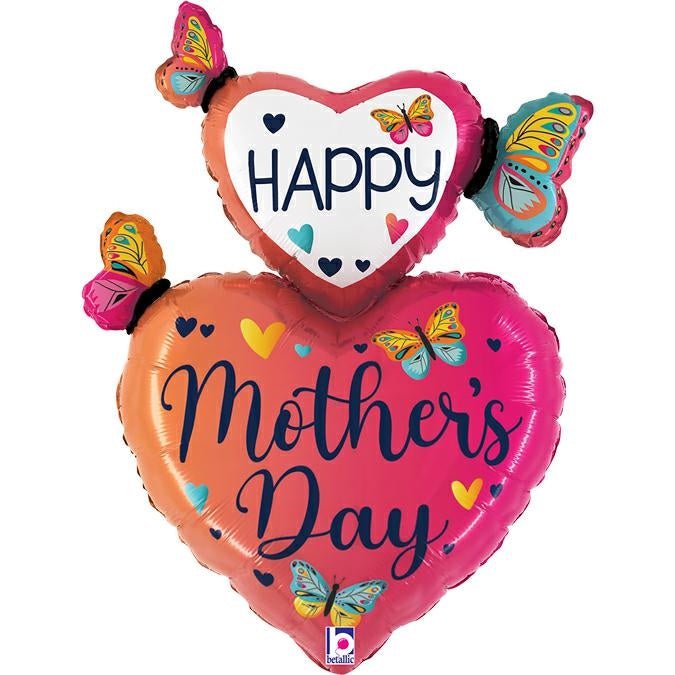 XL Happy Mothers Day Mutter Tag Herz Ballon (mit Helium gefüllt) - Supershape helium
