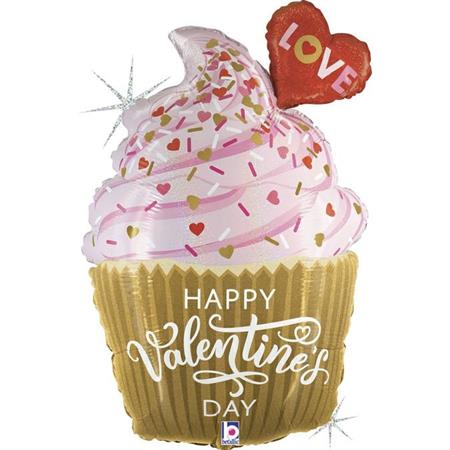 XL Happy Valentine Cupcake Ballon (mit Helium gefüllt) - Supershape helium