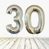 XL Holographisch Silber Zahlen 30 Ballon (mit Helium gefüllt)