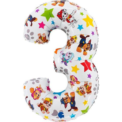 XL Paw Patrol Zahlen 3 Ballon (mit Helium gefüllt)