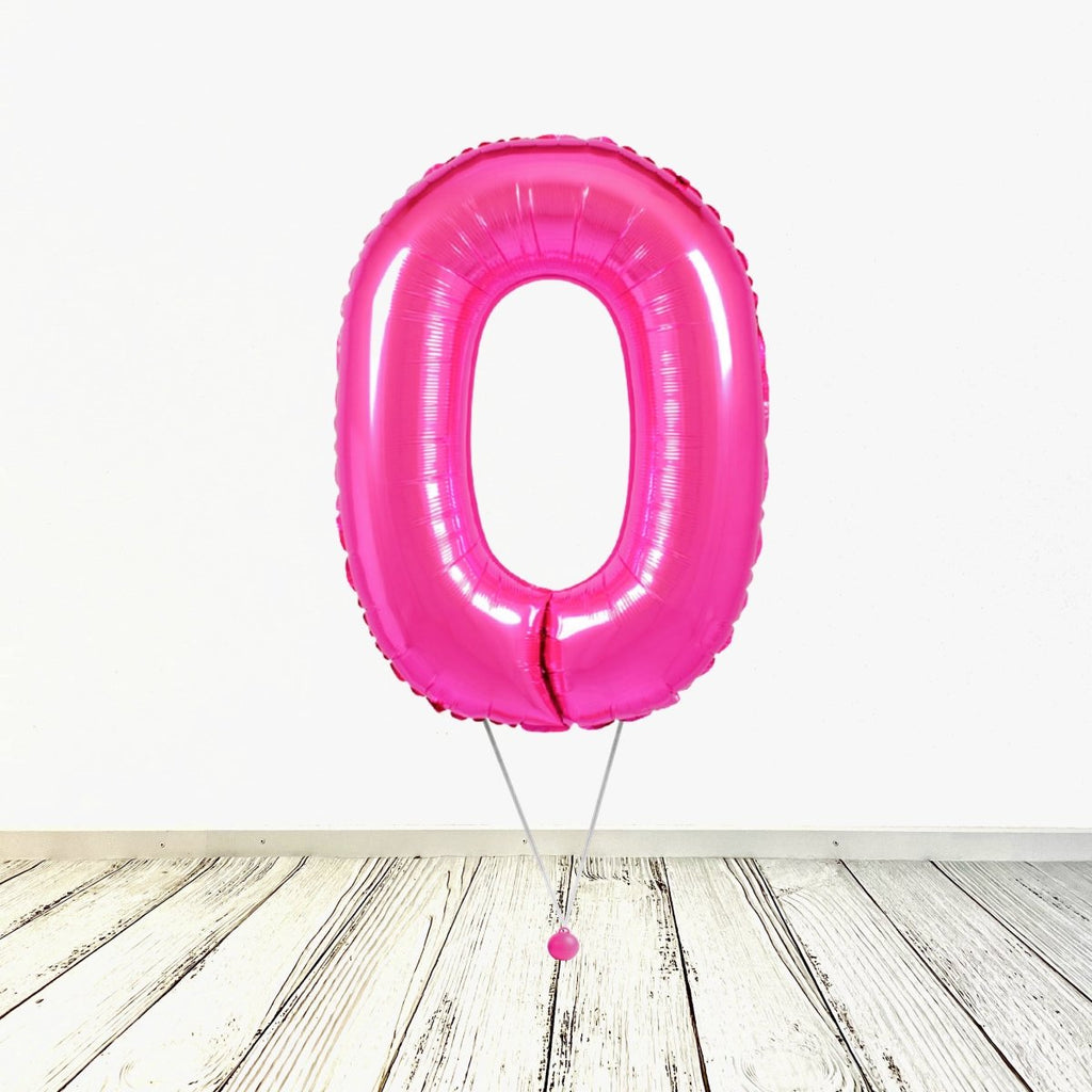 XL Pink (Fuchsia) Zahlen 0 Ballon (mit Helium gefüllt) - Zahlen Ballon Pink Helium