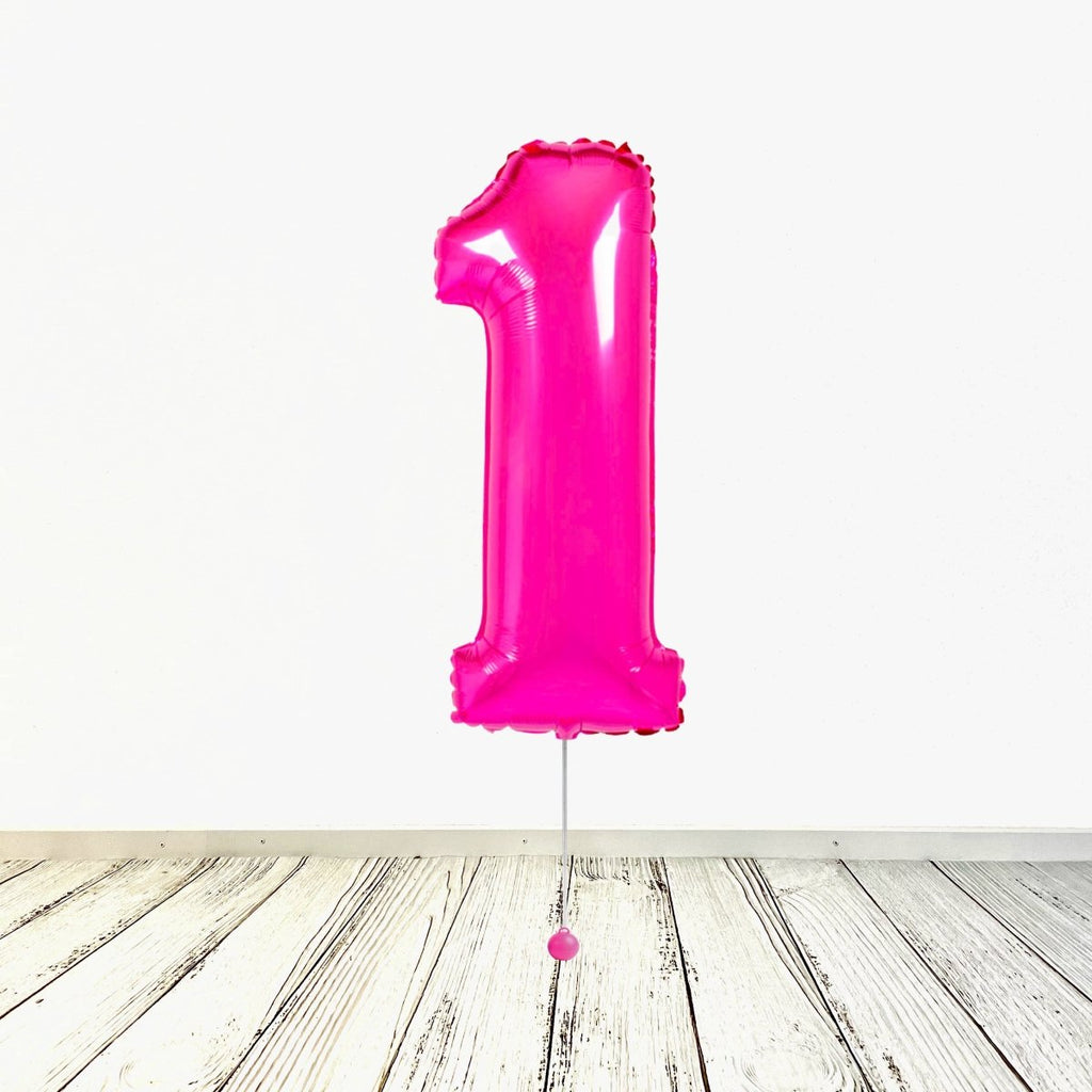 XL Pink (Fuchsia) Zahlen 1 Ballon (mit Helium gefüllt) - Zahlen Ballon Pink Helium