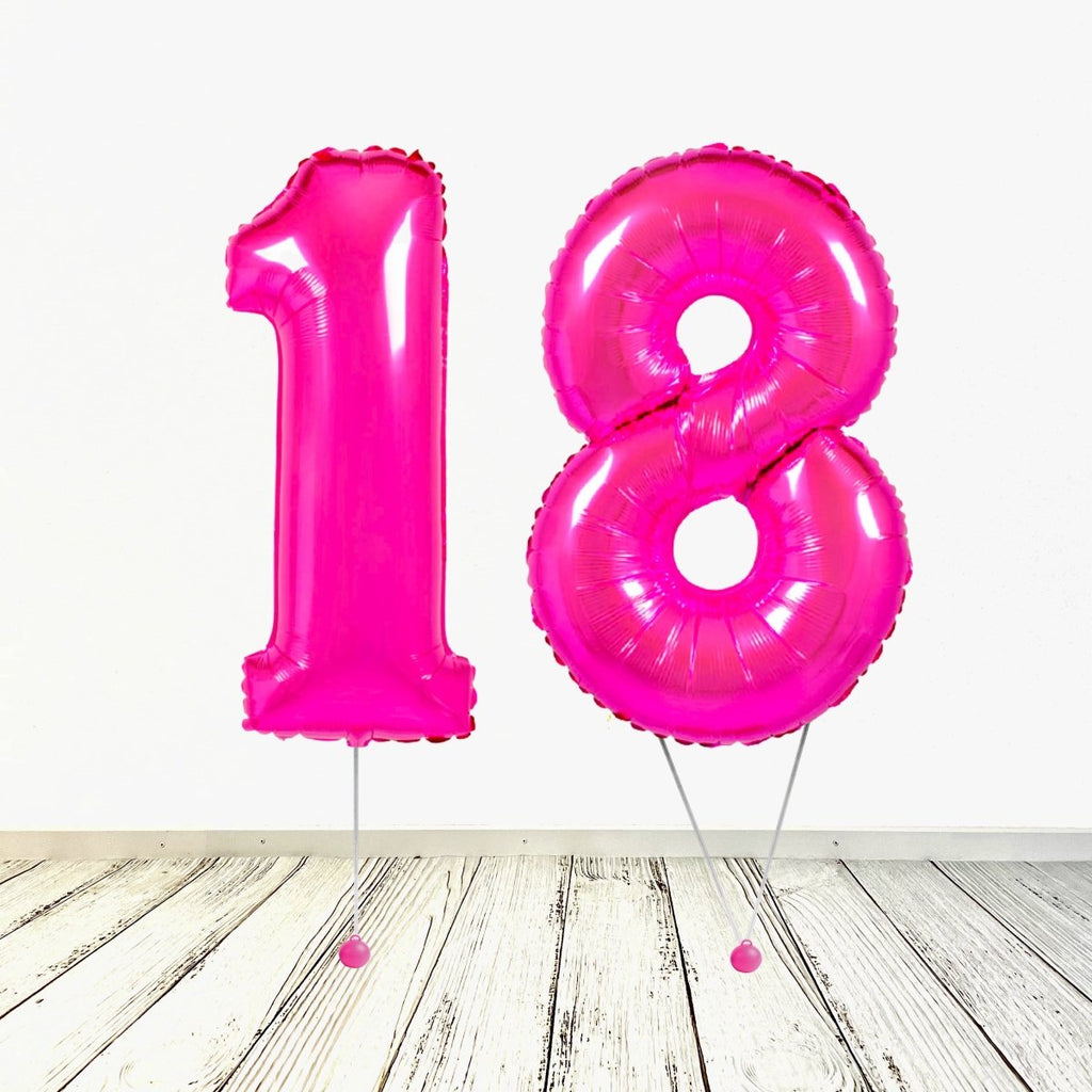 XL Pink (Fuchsia) Zahlen 18 Ballon (mit Helium gefüllt) - Zahlen Ballon Pink Helium