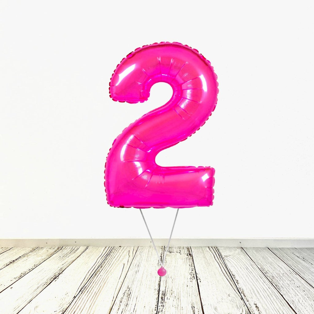XL Pink (Fuchsia) Zahlen 2 Ballon (mit Helium gefüllt) - Zahlen Ballon Pink Helium