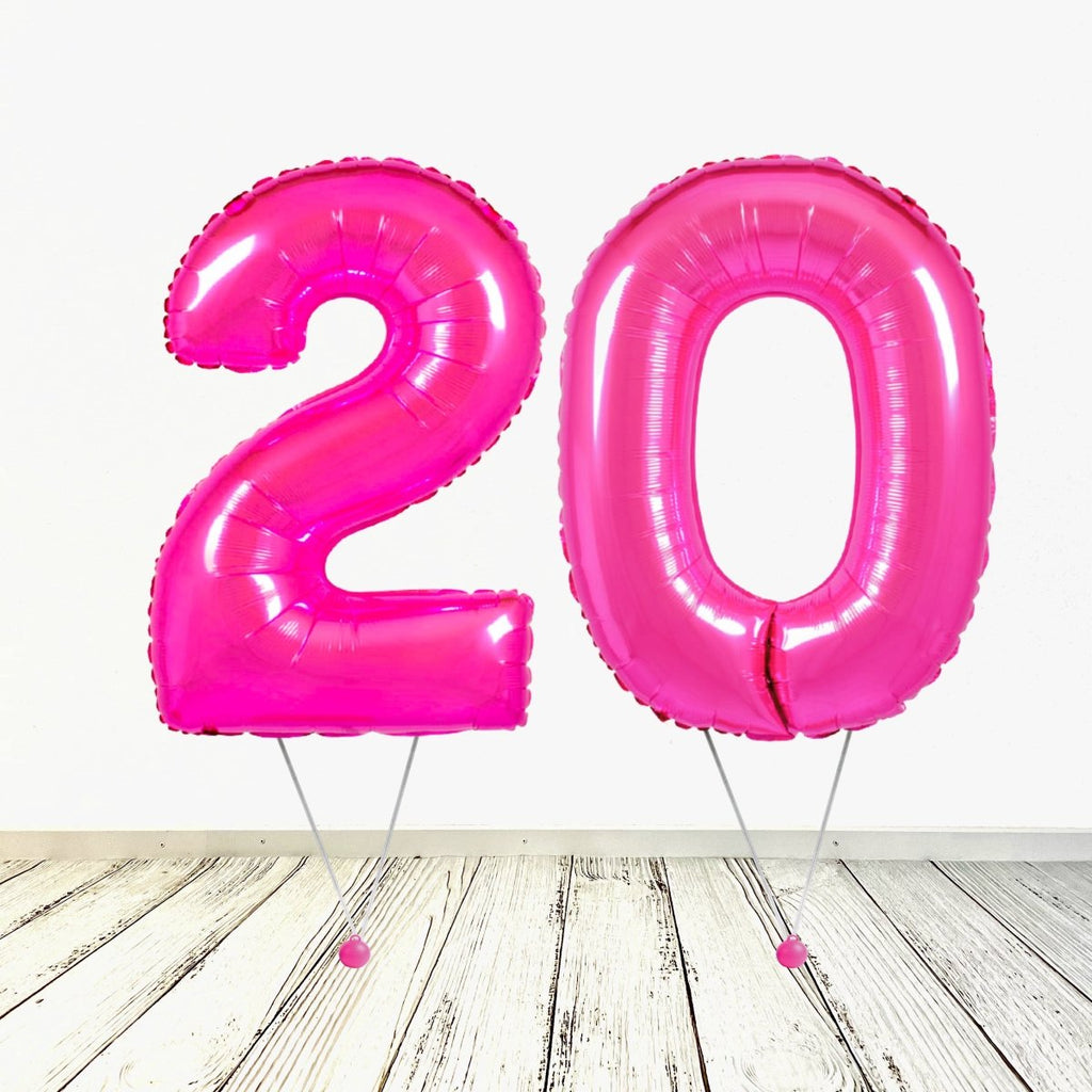 XL Pink (Fuchsia) Zahlen 20 Ballon (mit Helium gefüllt) - Zahlen Ballon Pink Helium