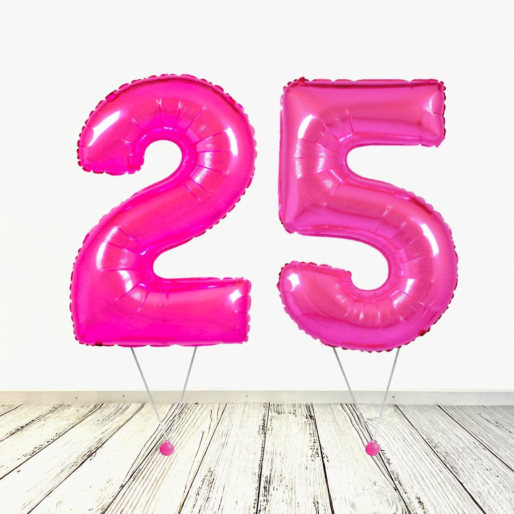 XL Pink (Fuchsia) Zahlen 25 Ballon (mit Helium gefüllt) - Zahlen Ballon Pink Helium