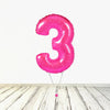 XL Pink (Fuchsia) Zahlen 3 Ballon (mit Helium gefüllt)