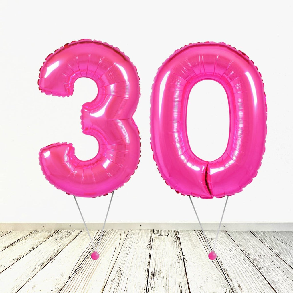 XL Pink (Fuchsia) Zahlen 30 Ballon (mit Helium gefüllt) - Zahlen Ballon Pink Helium