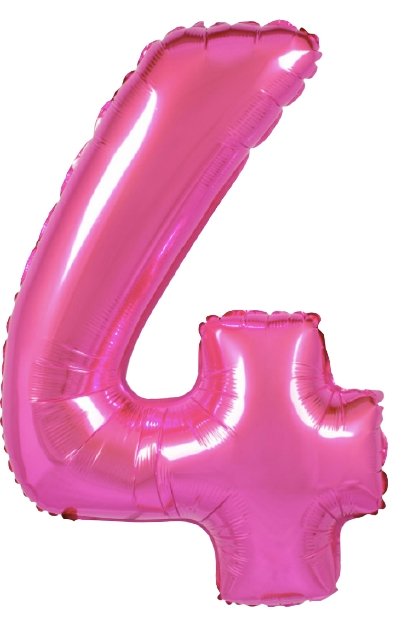 XL Pink (Fuchsia) Zahlen 4 Ballon (mit Helium gefüllt) - Zahlen Ballon Pink Helium