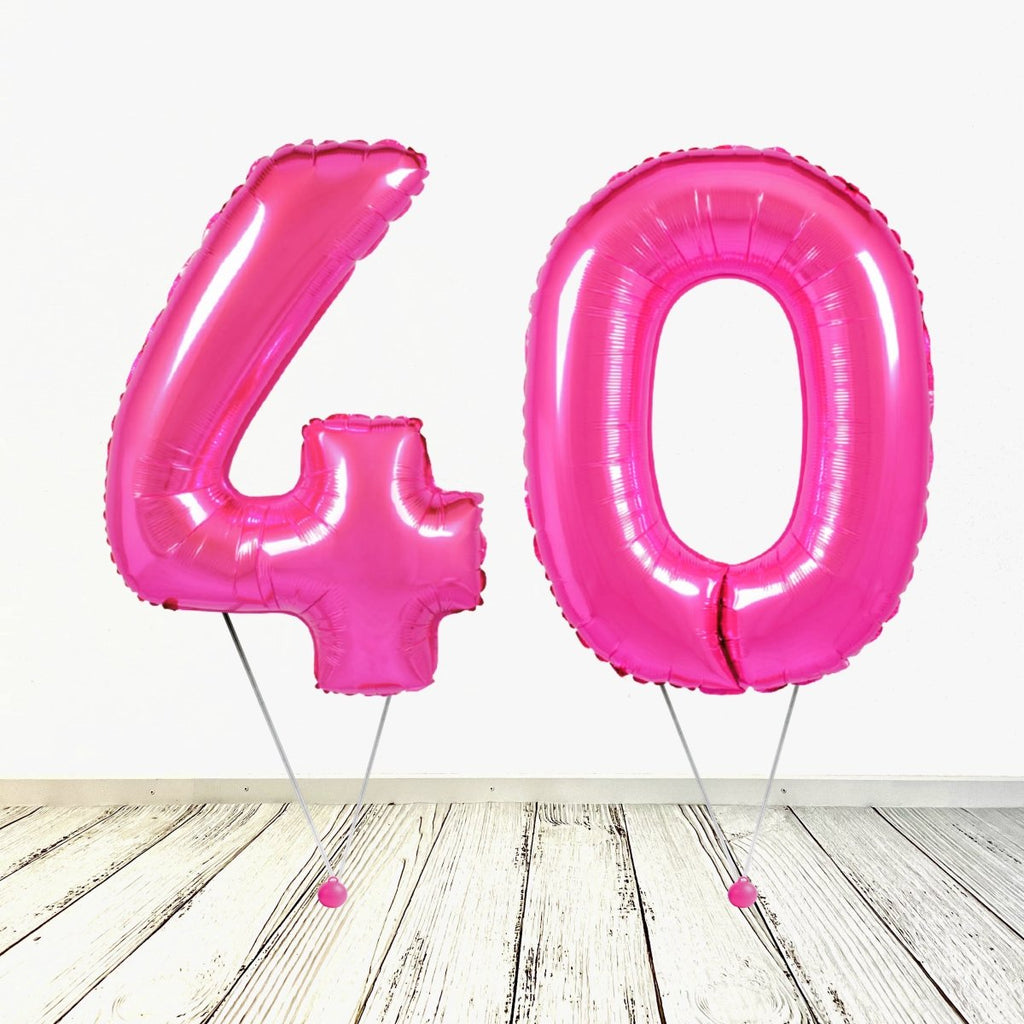XL Pink (Fuchsia) Zahlen 40 Ballon (mit Helium gefüllt) - Zahlen Ballon Pink Helium