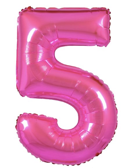 XL Pink (Fuchsia) Zahlen 5 Ballon (mit Helium gefüllt) - Zahlen Ballon Pink Helium