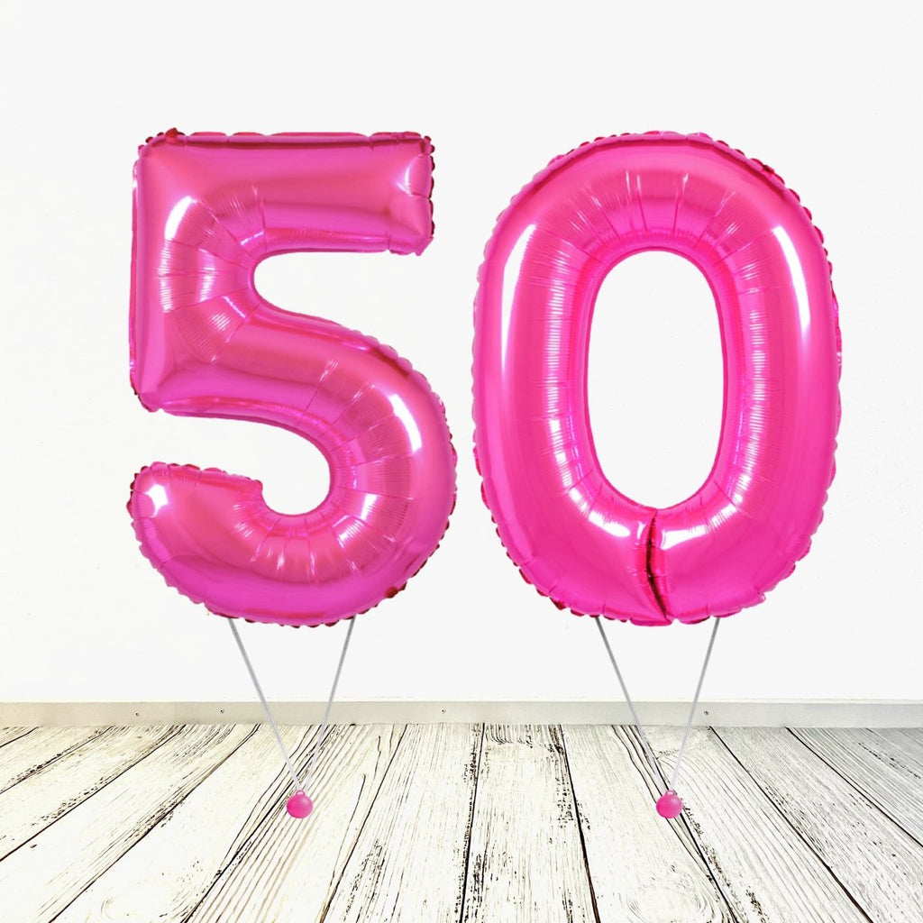 XL Pink (Fuchsia) Zahlen 50 Ballon (mit Helium gefüllt) - Zahlen Ballon Pink Helium
