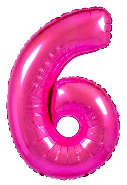 XL Pink (Fuchsia) Zahlen 6 Ballon (mit Helium gefüllt) - Zahlen Ballon Pink Helium