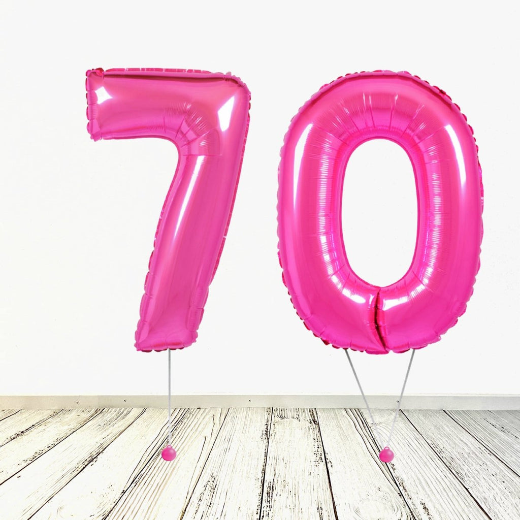 XL Pink (Fuchsia) Zahlen 70 Ballon (mit Helium gefüllt) - Zahlen Ballon Pink Helium