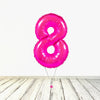 Ballon XL Rose (Fuchsia) Numéro 8 (Rempli d'Hélium) 