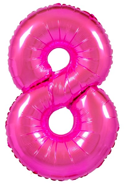 XL Pink (Fuchsia) Zahlen 8 Ballon (mit Helium gefüllt) - Zahlen Ballon Pink Helium