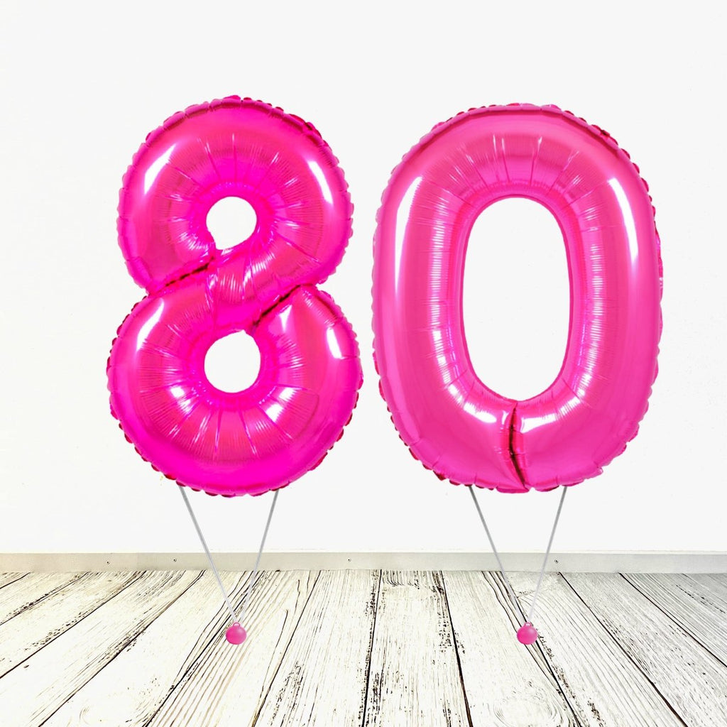 XL Pink (Fuchsia) Zahlen 80 Ballon (mit Helium gefüllt) - Zahlen Ballon Pink Helium