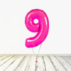 Ballon XL Rose (Fuchsia) Numéro 9 (Rempli d'Hélium) 