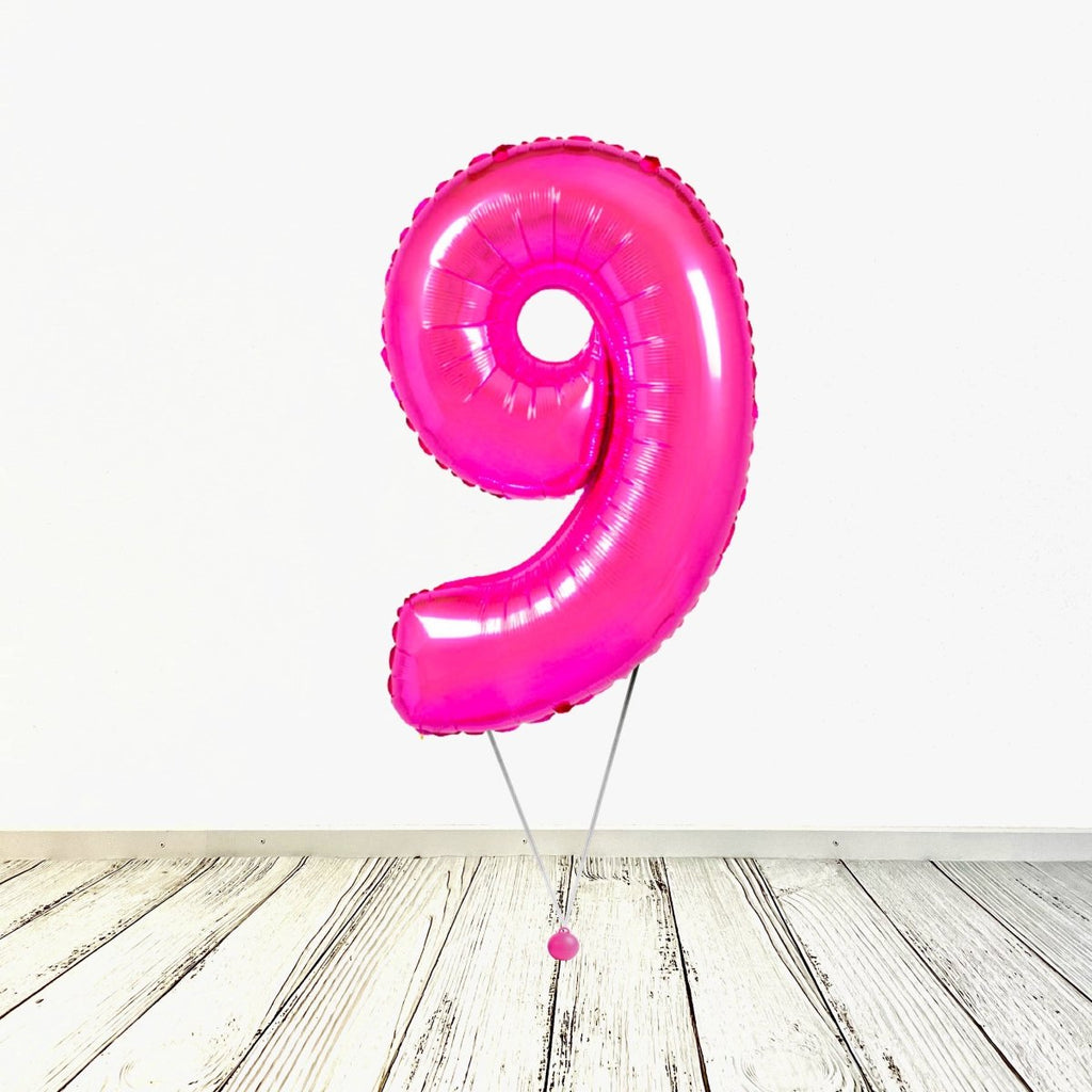 XL Pink (Fuchsia) Zahlen 9 Ballon (mit Helium gefüllt) - Zahlen Ballon Pink Helium