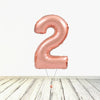 Ballon numéro 2 XL en or rose (rempli d'hélium) 