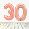 Ballon numéro 30 XL en or rose (rempli d'hélium) 