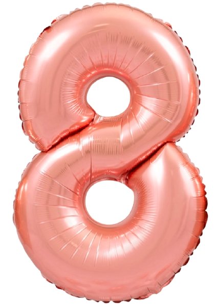 XL Rosegold Zahlen 8 Ballon (mit Helium gefüllt) - Zahlen Ballon rosegold Helium