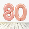 Ballon numéro 80 XL en or rose (rempli d'hélium) 