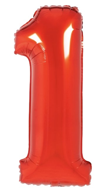 XL Rot Zahlen 1 Ballon (mit Helium gefüllt) - Zahlen Ballon rot Helium