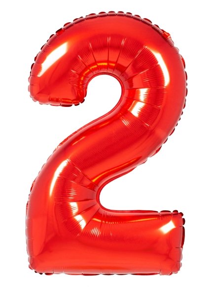 XL Rot Zahlen 2 Ballon (mit Helium gefüllt) - Zahlen Ballon rot Helium
