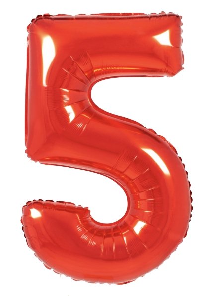 XL Rot Zahlen 5 Ballon (mit Helium gefüllt) - Zahlen Ballon rot Helium