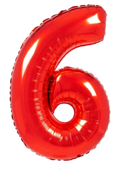 XL Rot Zahlen 6 Ballon (mit Helium gefüllt) - Zahlen Ballon rot Helium