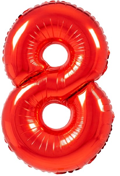 XL Rot Zahlen 8 Ballon (mit Helium gefüllt) - Zahlen Ballon rot Helium