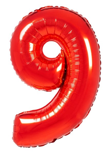 XL Rot Zahlen 9 Ballon (mit Helium gefüllt) - Zahlen Ballon rot Helium