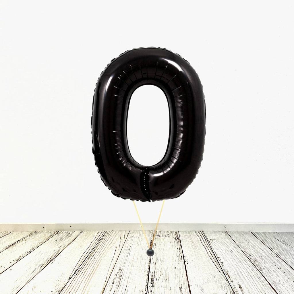 XL Schwarz Zahlen 0 Ballon (mit Helium gefüllt) - Zahlen Ballon schwarz Helium