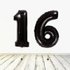 XL Schwarz Zahlen 16 Ballon (mit Helium gefüllt)