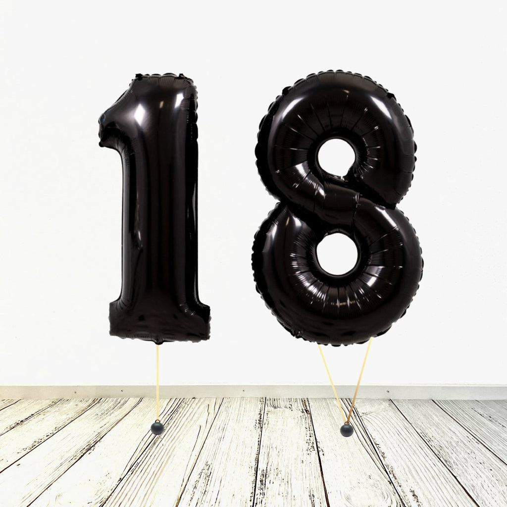 XL Schwarz Zahlen 18 Ballon (mit Helium gefüllt) - Zahlen Ballon schwarz Helium