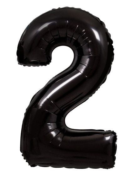 XL Schwarz Zahlen 2 Ballon (mit Helium gefüllt) - Zahlen Ballon schwarz Helium