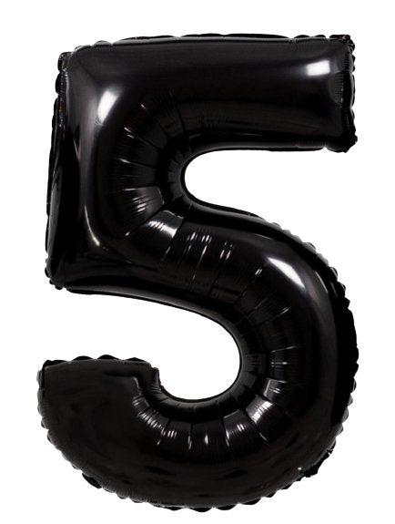 XL Schwarz Zahlen 5 Ballon (mit Helium gefüllt) - Zahlen Ballon schwarz Helium