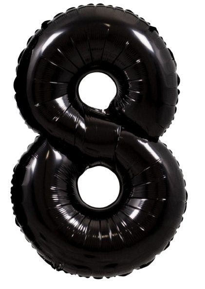 XL Schwarz Zahlen 8 Ballon (mit Helium gefüllt) - Zahlen Ballon schwarz Helium