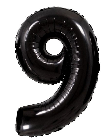 XL Schwarz Zahlen 9 Ballon (mit Helium gefüllt) - Zahlen Ballon schwarz Helium