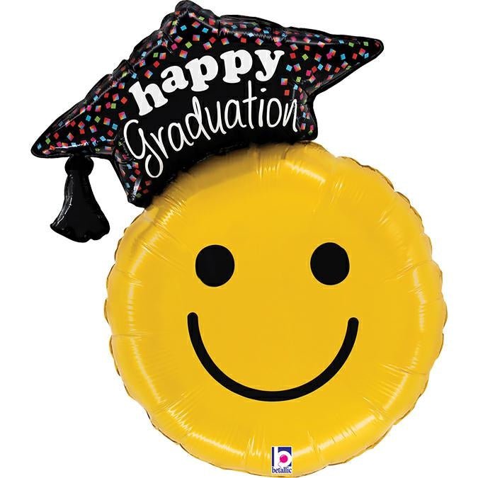 XL Smiley Happy Graduation Ballon (mit Helium gefüllt) - Herz Ballon helium