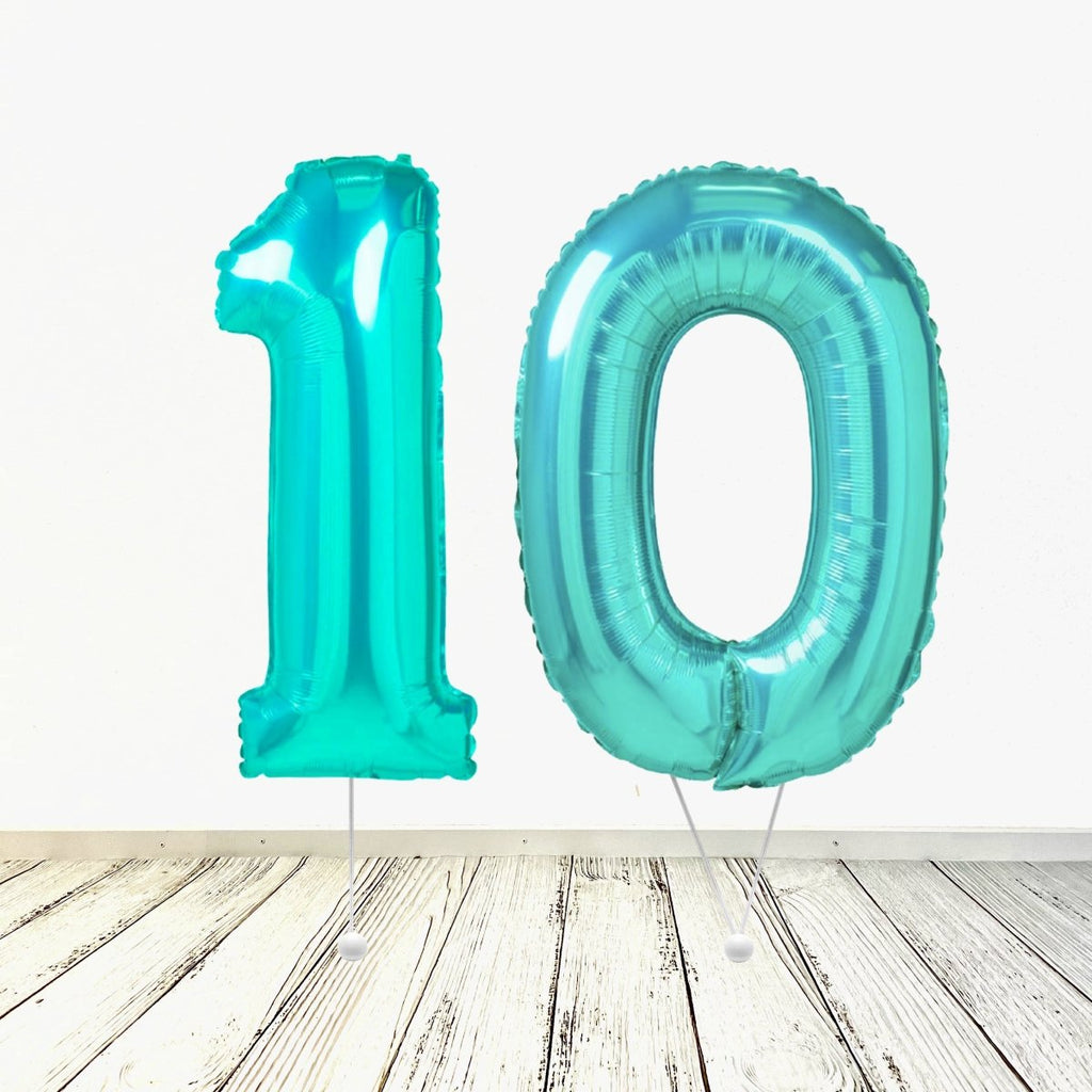 XL Tiffany Zahlen 10 Ballon (mit Helium gefüllt) - Zahlen Ballon Tiffany Helium