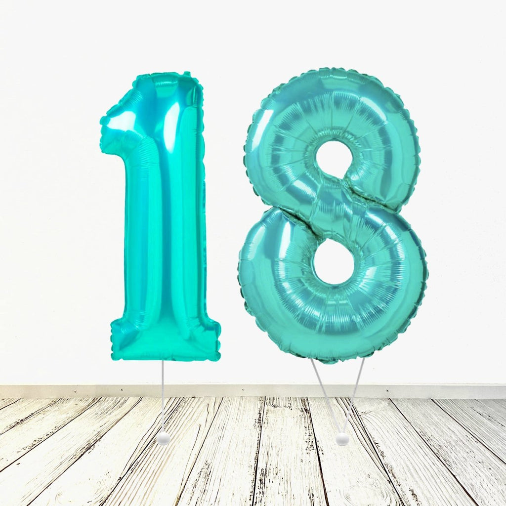 XL Tiffany Zahlen 18 Ballon (mit Helium gefüllt) - Zahlen Ballon Tiffany Helium