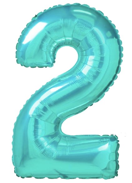 XL Tiffany Zahlen 2 Ballon (mit Helium gefüllt) - Zahlen Ballon Tiffany Helium