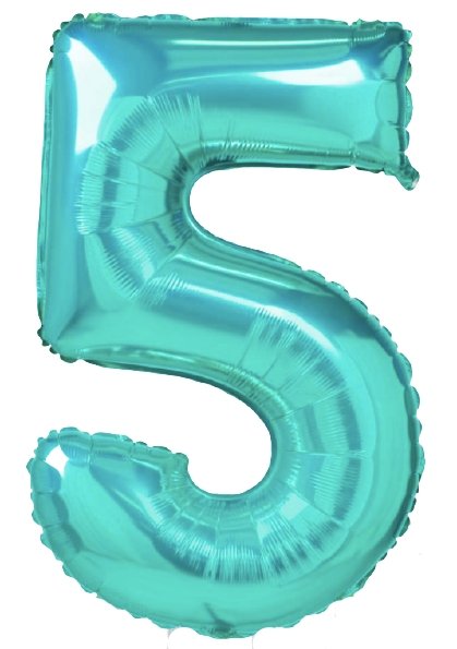 XL Tiffany Zahlen 5 Ballon (mit Helium gefüllt) - Zahlen Ballon Tiffany Helium