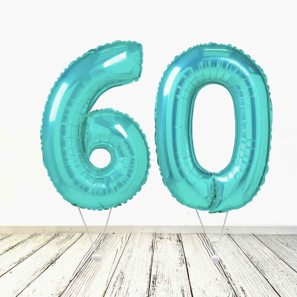 XL Tiffany Zahlen 60 Ballon (mit Helium gefüllt) - Zahlen Ballon Tiffany Helium